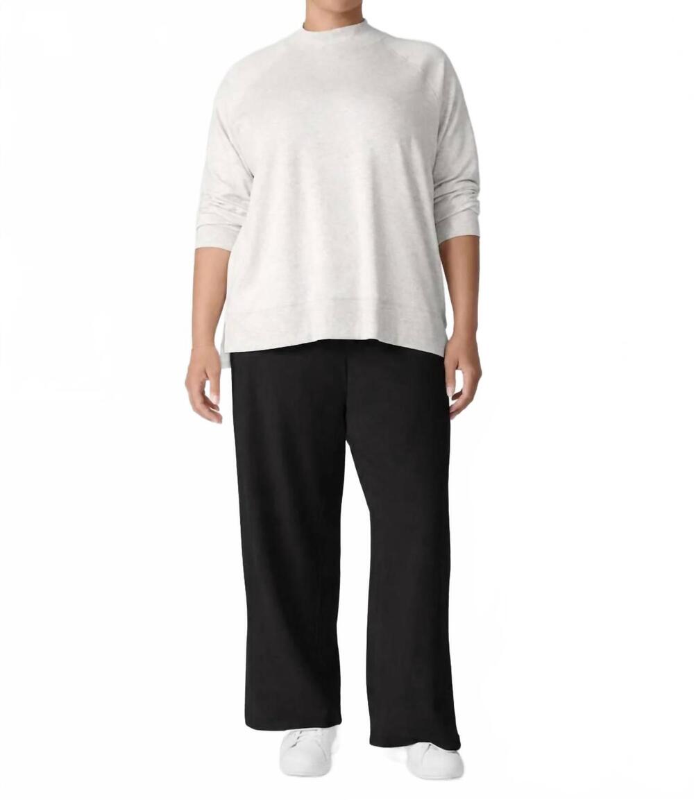 NEW EILEEN FISHER cozy brushed terry hug side-slit pants - plus in black